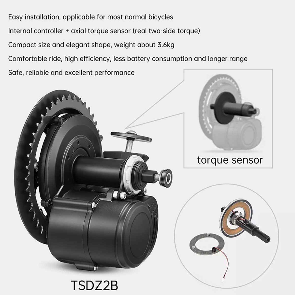 Versi Baru Tongsheng 48V 500W  - Torque Sensor Mid Drive Motor Kit ulasan dan harga